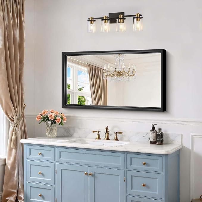 CIVENO Bathroom Mirror, 40x24 Inch Brushed Black Rectangle Mirror, 0.6" Thickened Deep Metal Framed Vanity Mirrors for Bathroom Sink, Shatterproof Tempered Glass, Antirust, Horizontally or Vertically - ModernBath