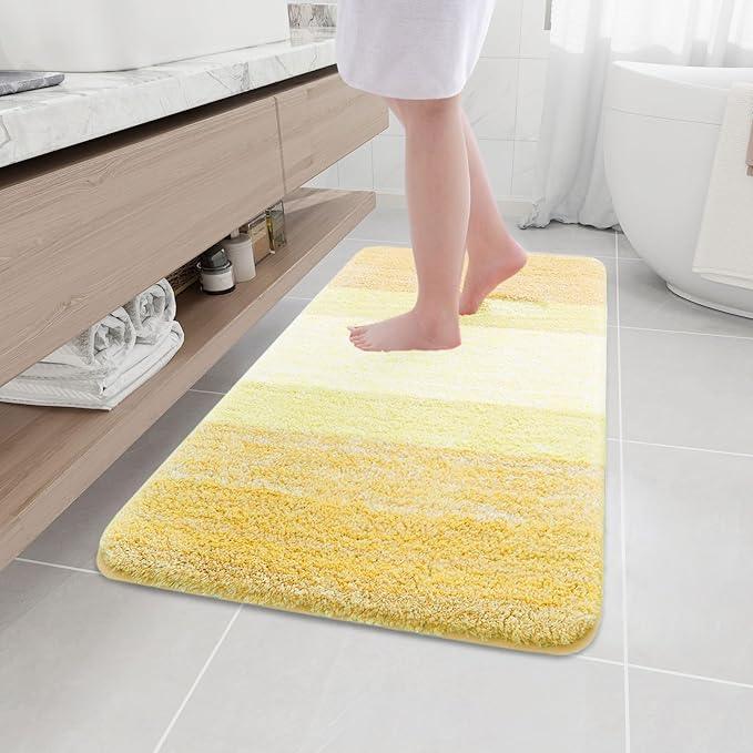 Arotive Microfiber Bathroom Rugs, Shaggy Soft and Absorbent Bath Rug, Non-Slip, Thick Plush Machine Washable Dry Bath Mats for Bathroom, Tub and Shower, 44x24, Light Yellow, Rectangular - ModernBath