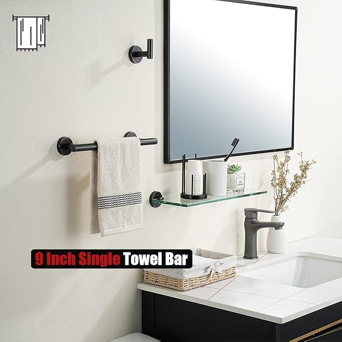 JQK Oil Rubbed Bronze Towel Bar, 12 Inch 304 Stainless Steel Thicken 0.8mm Towel Rack Bathroom, Towel Holder Wall Mount, Useable Length 9 Inch, TB110L9-ORB - ModernBath
