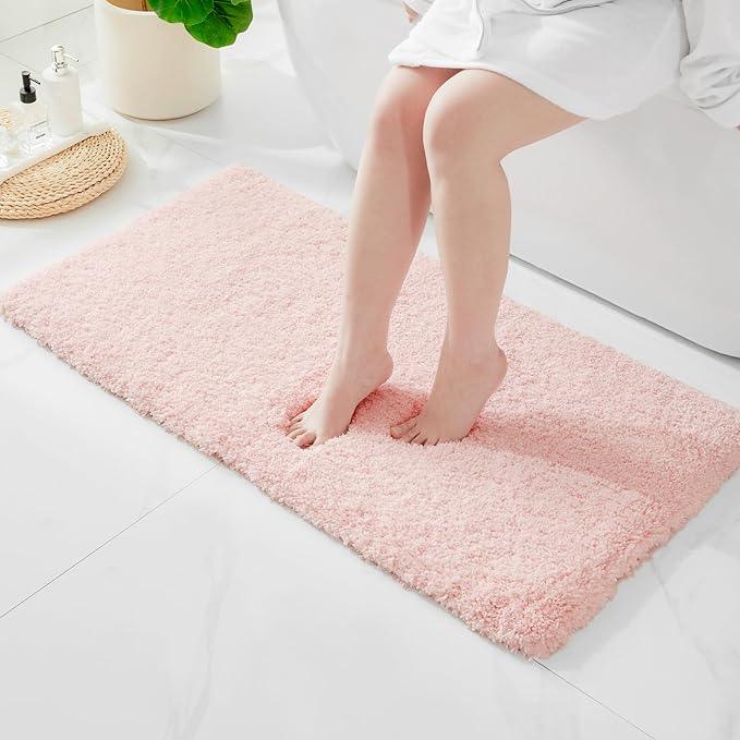 ILANGO Pink Bathroom Rugs 70" × 24" Non Slip & Super Absorbent Extra Thick Soft, Washable Bath Carpet Runner for Floor, Microfiber Plush Shaggy Bath Mats with Rubber for Bedroom Bathtub Shower Room - ModernBath