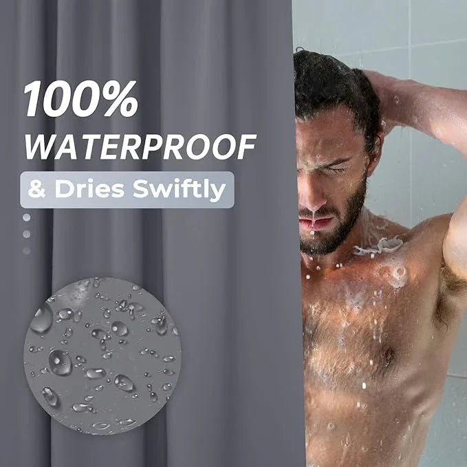 AmazerBath Dark Grey Shower Curtain Plastic, PEVA Shower Curtain Heavy Duty, Gray Shower Curtains for Bathroom, Waterproof Shower Curtain 72x72 with 3 Big Weighted Stones and 12 Rustproof Grommets - ModernBath