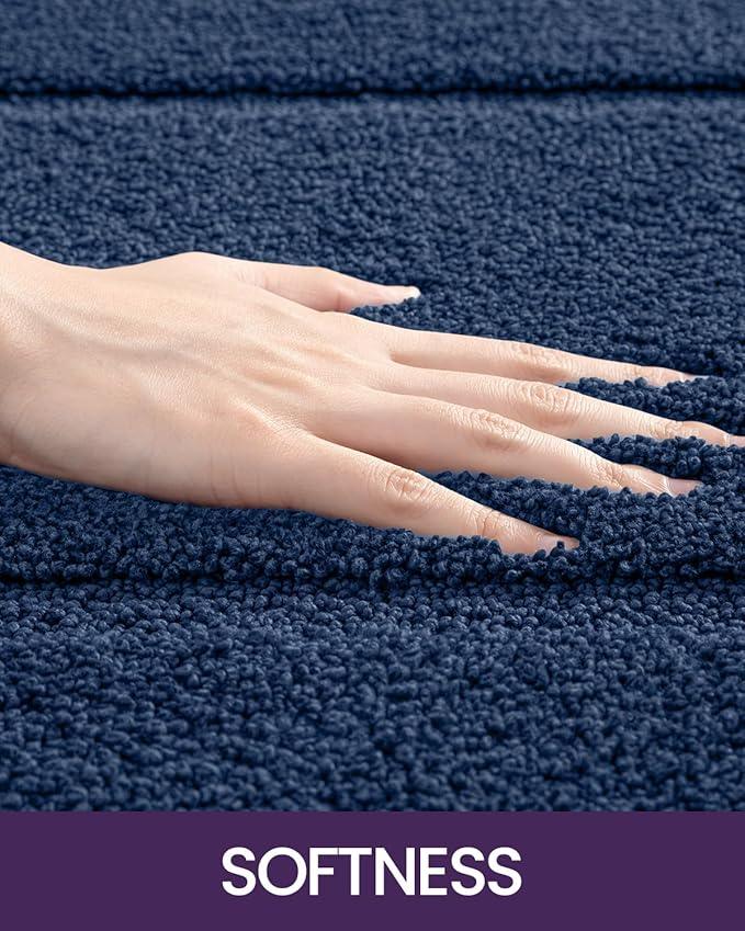 DEXI Bathroom Rugs 24x16, Washable Non Slip Bath Mat for Shower Floor, Absorbent Quick Dry Bathmat with Rubber Backing, Ultra Soft Plush Carpet for Tub, Navy - ModernBath