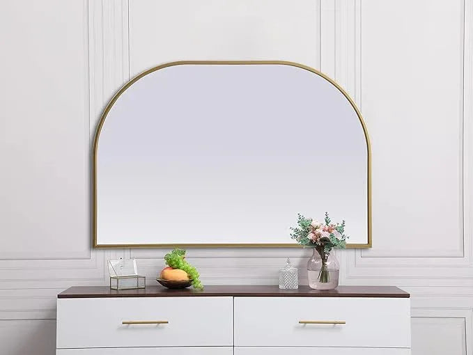 Illuminate, Metal Frame Arch Mirror 36X24 Inch in, Modern, Brass - ModernBath