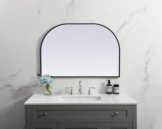 Illuminate, Metal Frame Arch Mirror 36X24 Inch in, Modern, Black - ModernBath