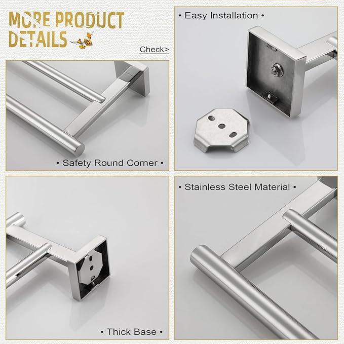 KOKOSIRI Double Towel Bars Bathroom Towel Holder Rack for Bath Kitchen 20 Inch Necklace Holder Wall Mounted Chrome Stainless Steel B5005CH-L20 - ModernBath