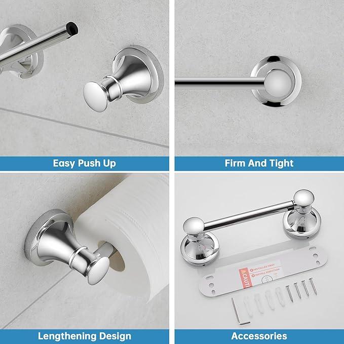 RUMOSE Toilet Paper Roll Holder Bathroom Flexible Pivoting Tissue Handle on Wall Mounted Polished Chrome Rustproof Toilet Tissue Roll Holder,Stainless Steel - ModernBath