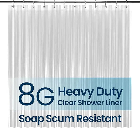 LiBa Bathroom Shower Curtain Waterproof Plastic Shower Curtain Premium PEVA Non-Toxic with Rust Proof Grommets Clear 8G Bathroom Accessories 72x72 - ModernBath