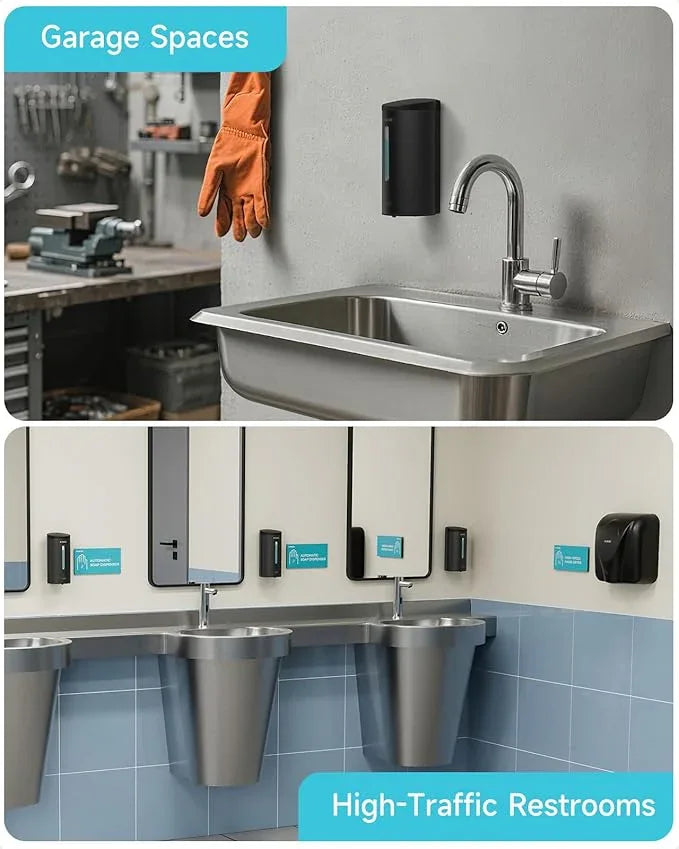 AIKE Automatic Wall Mount Liquid Soap Dispenser, Commercial Stainless Steel with 25oz Large Capacity Save Time Effort and Cost,Model AK1205(Matte Black) - ModernBath