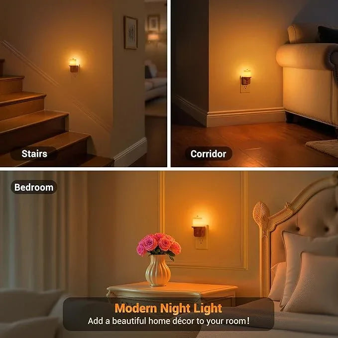 JandCase Flameless Candle Night Light, 2 Pack Night Lights Plug into Wall, 2000K Amber, 0-100LM Dimmable Nightlight, Dusk to Dawn Sensor Light for Dinning Room, Living Room, Bathroom, Hallway - ModernBath