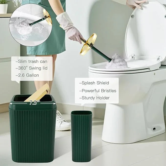 WSBArt 32PCS Bathroom Sets with Shower Curtain and Rugs-Dark Green Bathroom Accessories,Non Slip Bathroom Rugs Set with Toilet Lid Cover, Waterproof Shower Curtain, 3PC Soap Dispenser with Trash Can - ModernBath