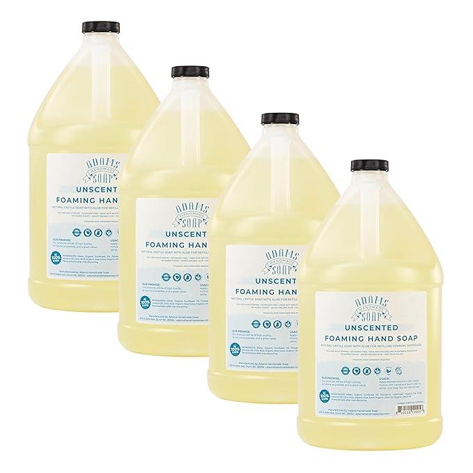 Adams Handmade Soap Thin Castile Foaming Liquid Hand Soap 1 Gallon Refill - Unscented (Pack of 4) - ModernBath