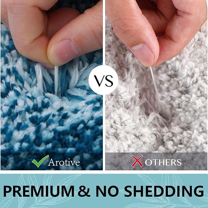 Arotive Microfiber Bathroom Rugs, Shaggy Soft and Absorbent Bath Rug, Non-Slip, Thick Plush Machine Washable Dry Bath Mats for Bathroom, Tub and Shower, 24x16, Peacock Blue, Rectangular - ModernBath