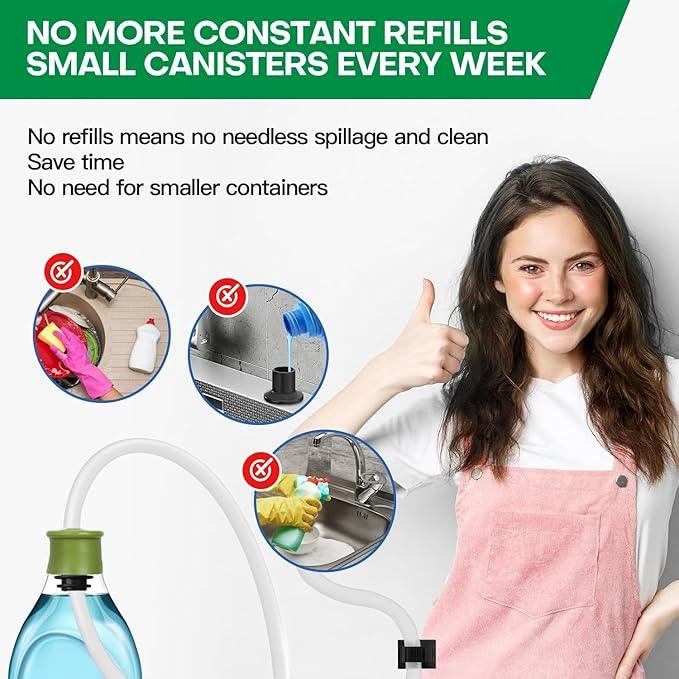 Sink Soap Dispenser Extension Tube Kit with Upgraded Check Valve, with 47" Under Counter Soap Dispenser Tube for Kitchen Sink, Powerful Suction for Countertop Kitchen Sink Accessories - ModernBath