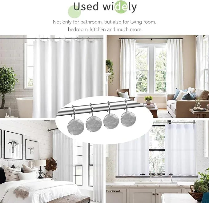 Gray Shower Curtain Hooks Set of 12 Rustproof Metal Decorative Shower Hooks for Curtains Rods Shower Curtain Rings for Bathroom Living Room Bedroom - ModernBath