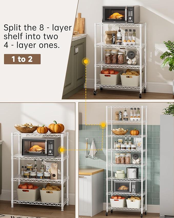 8 Tier Adjustable Storage Shelves Heavy Duty Metal Shelf Wire Shelving Unit Organizer Rack for Home Kitchen Office Pantry Room Bathroom Shelving Organizers and Storage Laundry - ModernBath