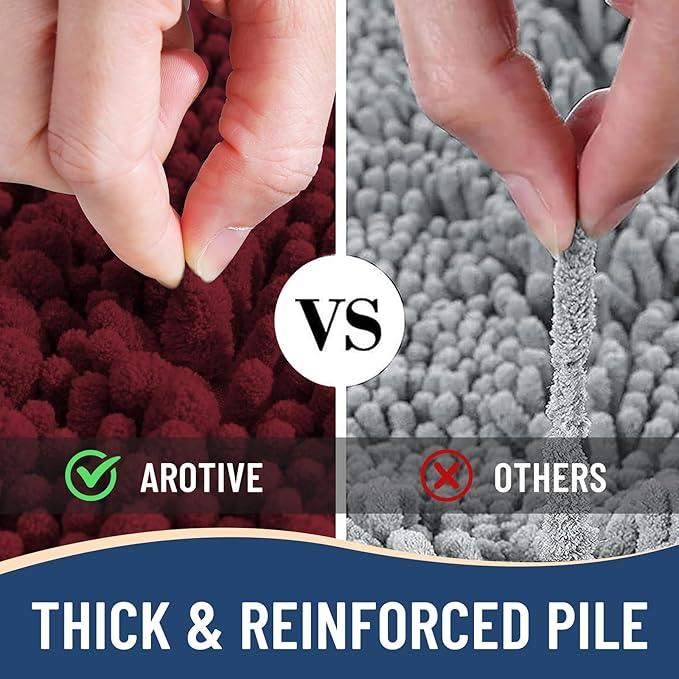 Arotive Luxury Chenille Bathroom Rug Mat, Extra Soft Thick Absorbent Shaggy Bath Rugs, Non-Slip Machine Wash Dry, Plush Bath Mats for Bathroom, Shower and Tub, 30x20, Burgundy - ModernBath