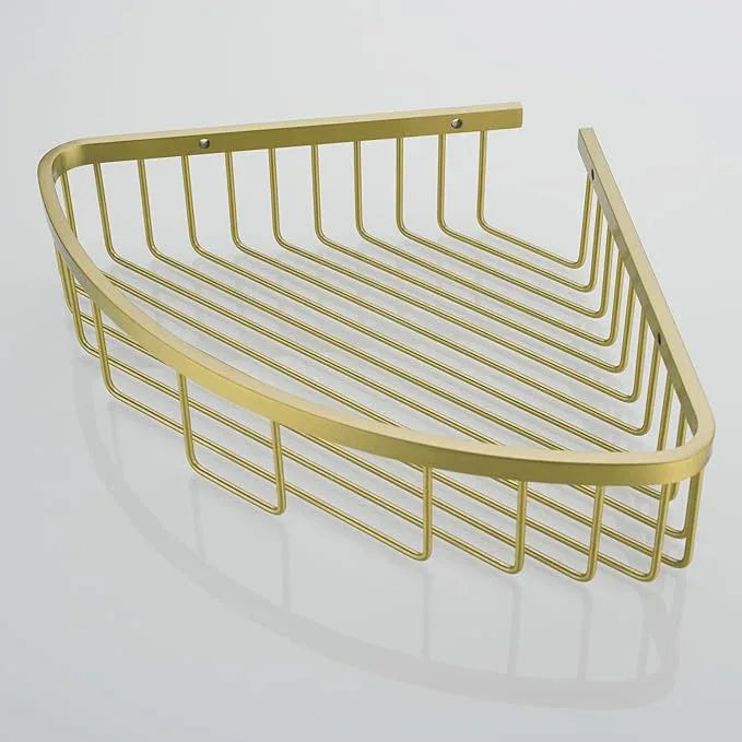 orhemus 304 Stainless Steel Shower Caddy Corner Basket Shelf Bathroom Organizer Wall Mounted Storage, Brushed Gold Brass Finish Heavy Duty - ModernBath