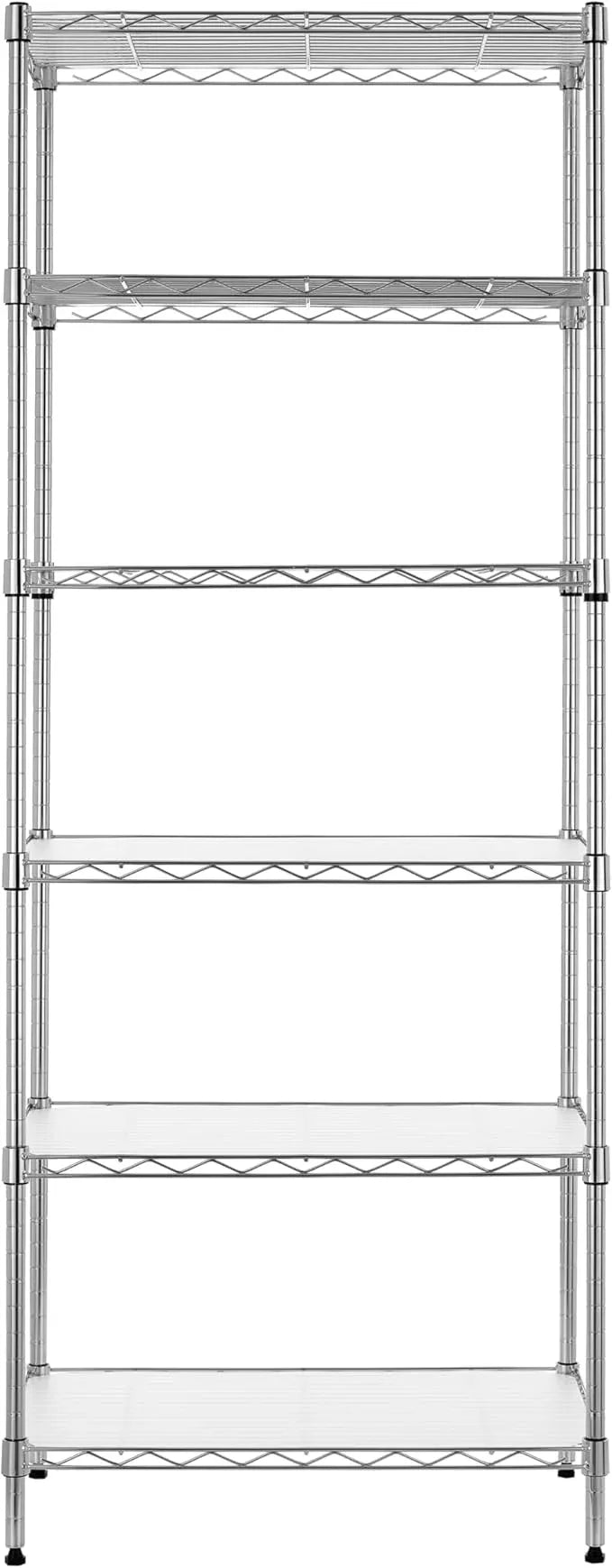 Finnhomy 6-Tier Wire Shelving Unit Adjustable Steel Wire Rack Shelving 6 Shelves Steel Storage Rack or Two 3 Tier Shelving Units with PE mat and Stable Leveling Feet, NSF Certified, Chrome - ModernBath