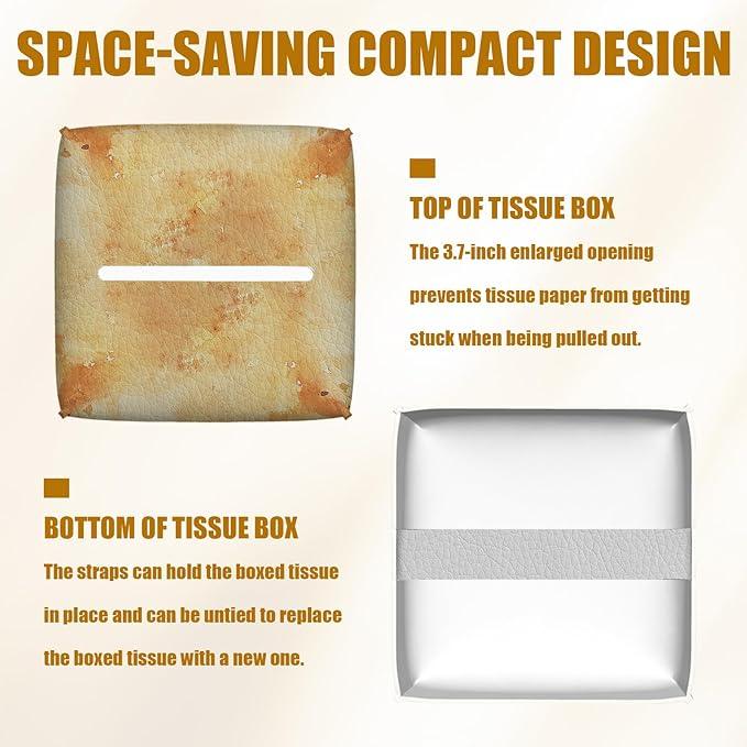 Autumn Fox Pumpkin Tissue Box Cover 2PCS, Leather Tissue Box Holder Square Facial Paper Case Tissue Box Cube Organizer for Bathroom Bedroom Desk Office - ModernBath