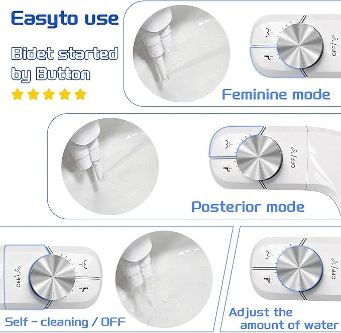 Bidet Attachment for Toilet Non-Electric Ultra-Thin Design,Self-Cleaning Dual Nozzles With Adjustable Angle,Rear & Feminine Hygiene Wash,Adjustable Water Pressure,Cold Water Only, White(0.23 in) - ModernBath