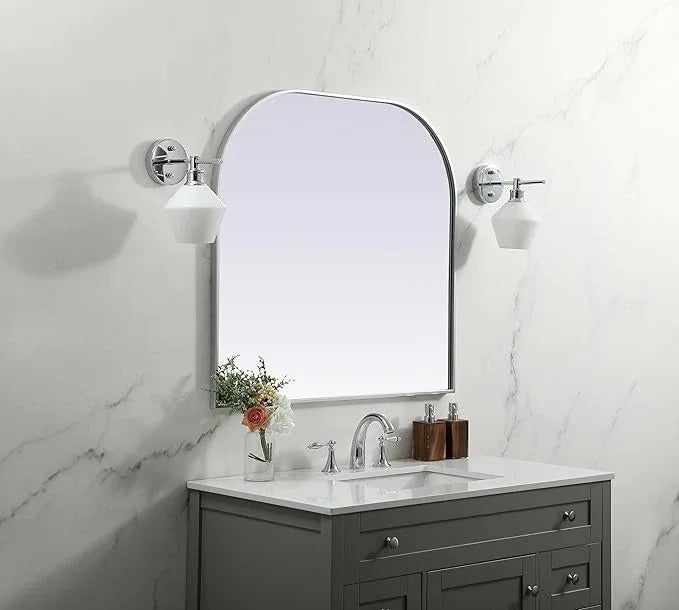 Illuminate, Metal Frame Arch Mirror 36X34 Inch in, Modern, Silver - ModernBath