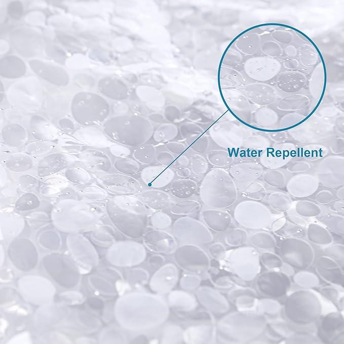 NTBAY EVA Semi-Transparent Clear Shower Curtain with Pebbles, Water-Repellent Liner with 3 Magnets for Bathroom, 72x72 Inches - ModernBath