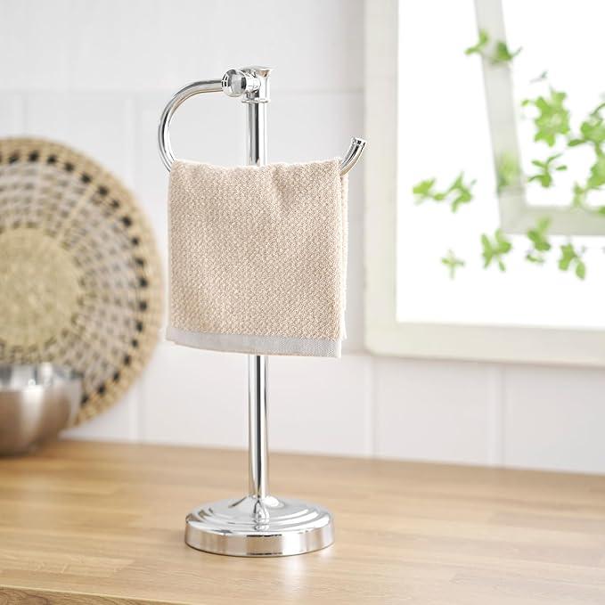 BESy 17 Inch Polished Chrome Stand Towel Bar Hanger Hand Towel Bar Bathroom Vanity Countertop Towel Holder Free Standing Stainless Steel Towel Ring Hardware Accessories Towel Rack - ModernBath