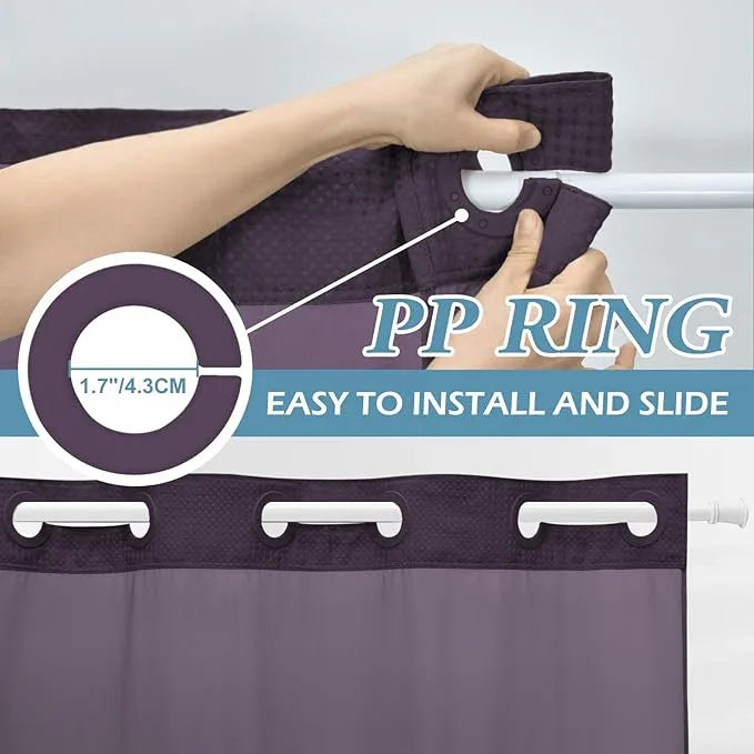 EUTXL Purple Stall Hotel Style Shower Curtain with Snap in Liner - 230GSM Waffle Textured,Hotel Grade,Spa Like Bath Curtain,54W x 80H - ModernBath