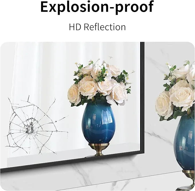 DESBING Black Bathroom Mirror for Wall, 60x36 Inch Rectangle Mirrors with Metal Frame, Modern Vanity Wall Mirror Decor for Entryway Hangs, Bathroom Living Room Horizontal or Vertical - ModernBath