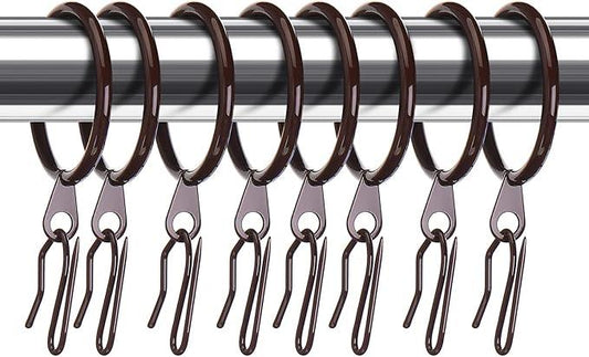 Hotop 30 Pcs Metal Drapery Curtain Rings 0.98/1.26/1.65 inch Interior Diameter and 30 Pcs Hanging Curtain Drapery Pin Hooks for Window Door Shower(Brown,42mm) - ModernBath