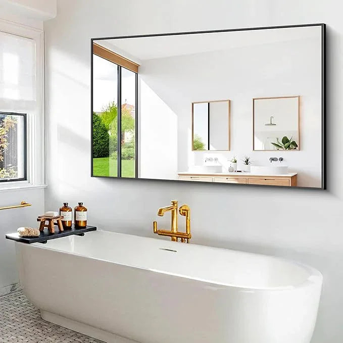 BONEWEI Bathroom Mirror,60x40 inch Bathroom Mirrors for Over Sink,Large Wall Mirror for Bathroom Wall Mounted Rectangle Mirrors,Black Vanity Mirror for Living Room,Bedroom Entryway,Horizontal/Vertical - ModernBath