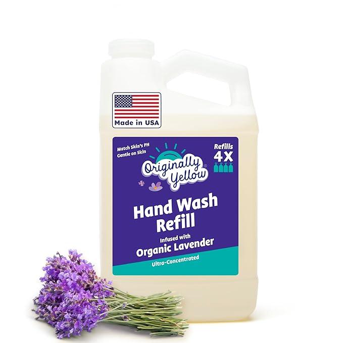 Originally Yellow Plant-Based Hand Soap All Natural Infused with Organic Lavender | Gentle Natural Hand Soap | Pet & Baby-Safe Soap (64 Fl Oz (1 Pack), Lavender) - ModernBath