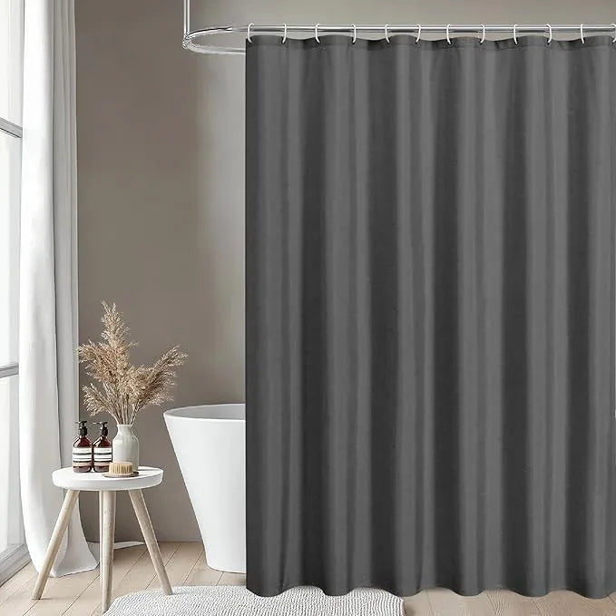 THAIGEE 2-in-1 Waterproof Long Fabric Shower Curtain or Liner,Linen Textured,78 Inch Breathable TPU & Washable Bathroom Shower Curtain Set with 12 Plastic Hooks,Modern,72"x78" Charcoalgrey - ModernBath