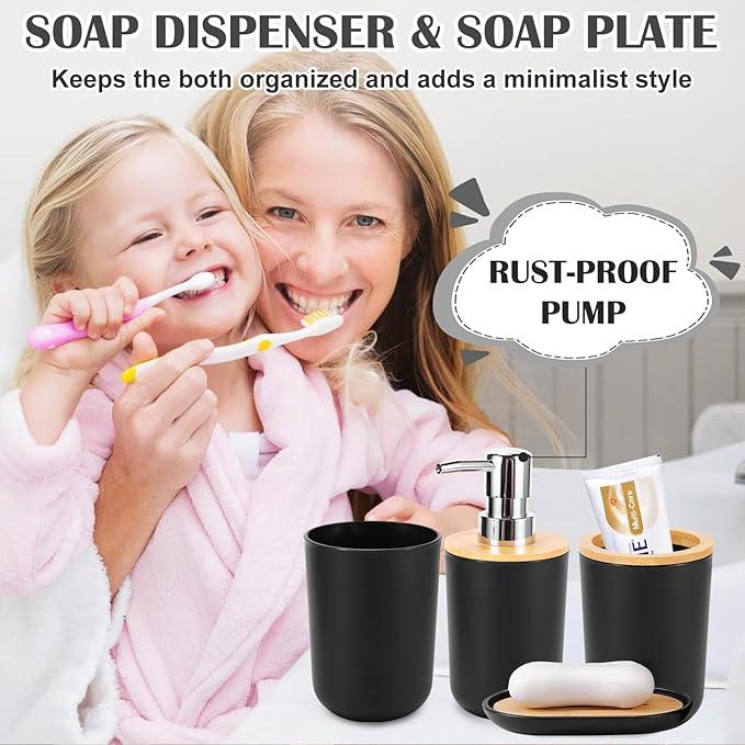 iMucci Bathroom Accessories Bathroom Sets with Shower Curtain, Bath Towel Set, Trash Can, Toilet Brush, Soap Dispenser, Bathroom Accessories Set Complete - ModernBath