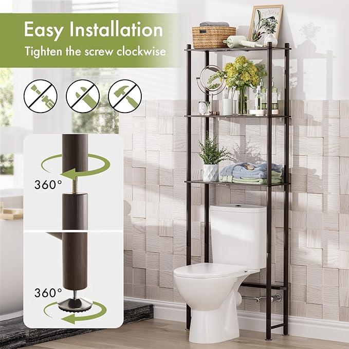 AmazerBath Bamboo Over The Toilet Storage Shelf, Over Toilet Bathroom Organizer Rack, 3-Tier Bathroom Shelves Over Toilet, Space Saver, Espresso - ModernBath