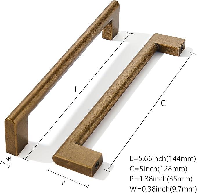 khtumeware 5 Inch Hole Center 6 Pack,Vintage Solid Antique Brass Cabinet Pulls Heavy Duty Kitchen Drawer Handle Antique Cabinet Hardware for Bathroom, Drawer, Cabinet - ModernBath
