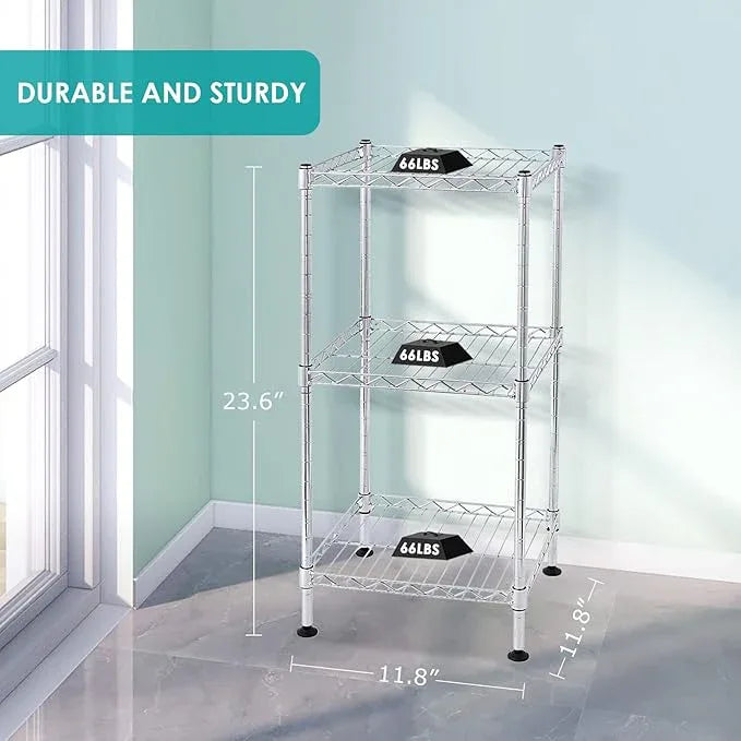 BNSPLY 3-Tier Adjustable Shelving Unit, Metal Wire Rack with NSF Certified, Leveling Feet, Standing Storage Shelf for Laundry, Bathroom, Kitchen, Pantry, Closet, Chrome - ModernBath