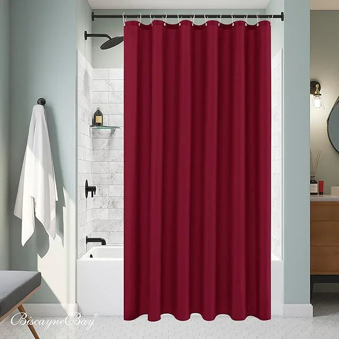 Biscaynebay Quality Fabric Shower Curtain Liners 72 Inch by 72 Inch, Burgundy Water Resistant Bathroom Curtains Rust Resistant Grommets & Weighted Bottom Hem Machine Washable - ModernBath