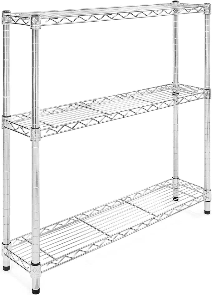 Shelving Inc. 8" d x 36" w Chrome Wire Shelving with 3 Tier Shelves, Weight Capacity 800lbs Per Shelf - ModernBath