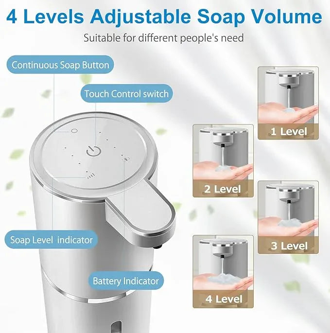 Gotofine Automatic Liquid Soap Dispenser,4-Level Adjustable, Wall Mount,USB Rechargeable,12.8oz/ 380ml,Touchless Hand & Dish Soap Dispenser for Bathroom, Kitchen,Hotel, Restaurant - ModernBath