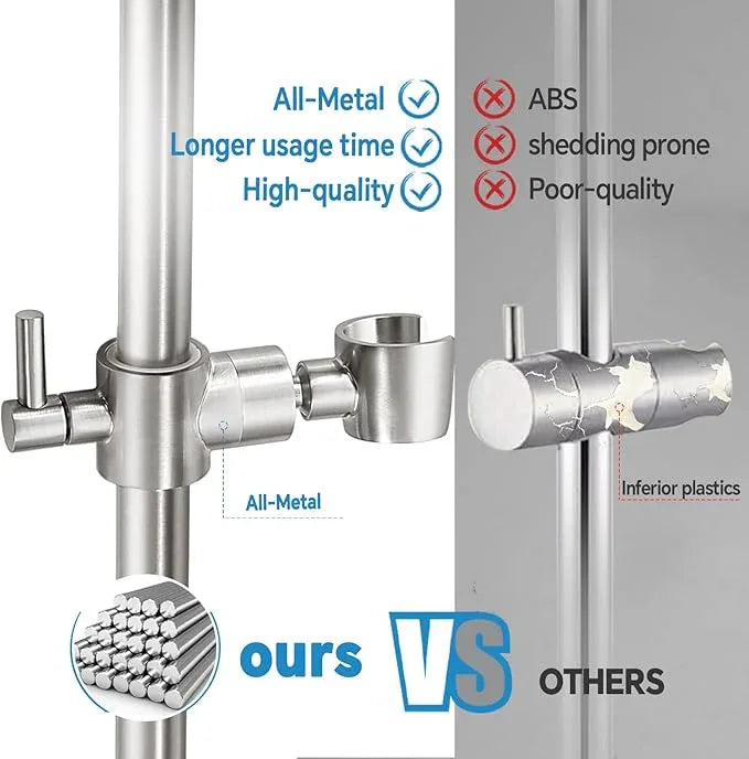 Shower Slide Bar Adjustable Handheld Shower Head Holder Wall Mount - 30inch All-Metal Shower Head Slide Bar Compatible with Bathroom Drill Free Glue Installation - Brushed - ModernBath
