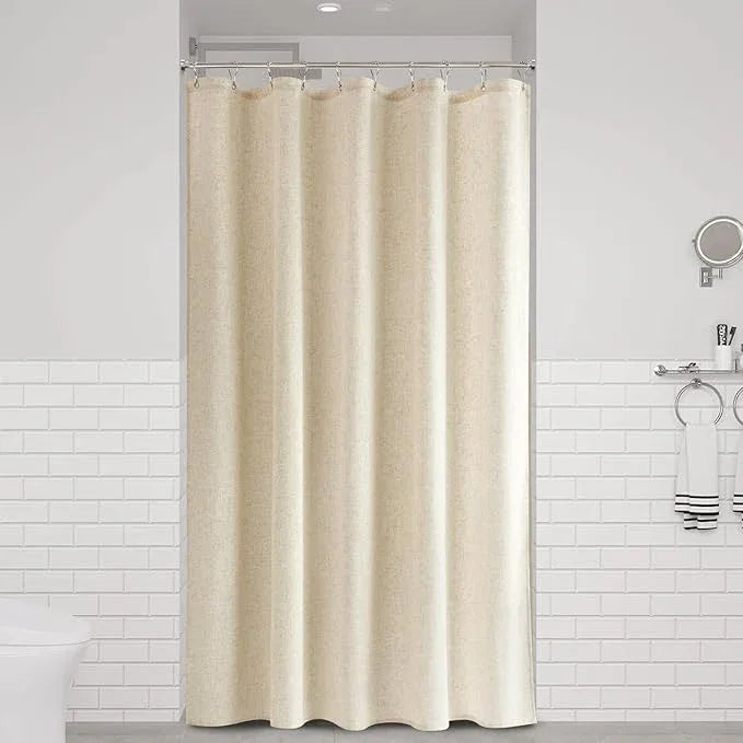 Naturoom Beige Linen Shower Curtain, Textured Fabric Shower Curtains for Bathroom Modern Farmhouse Neutral Tone Premium Quality Fabric Bohemian Rustic Cottage Country Bathroom Decor, Cream, 60 x 72 - ModernBath