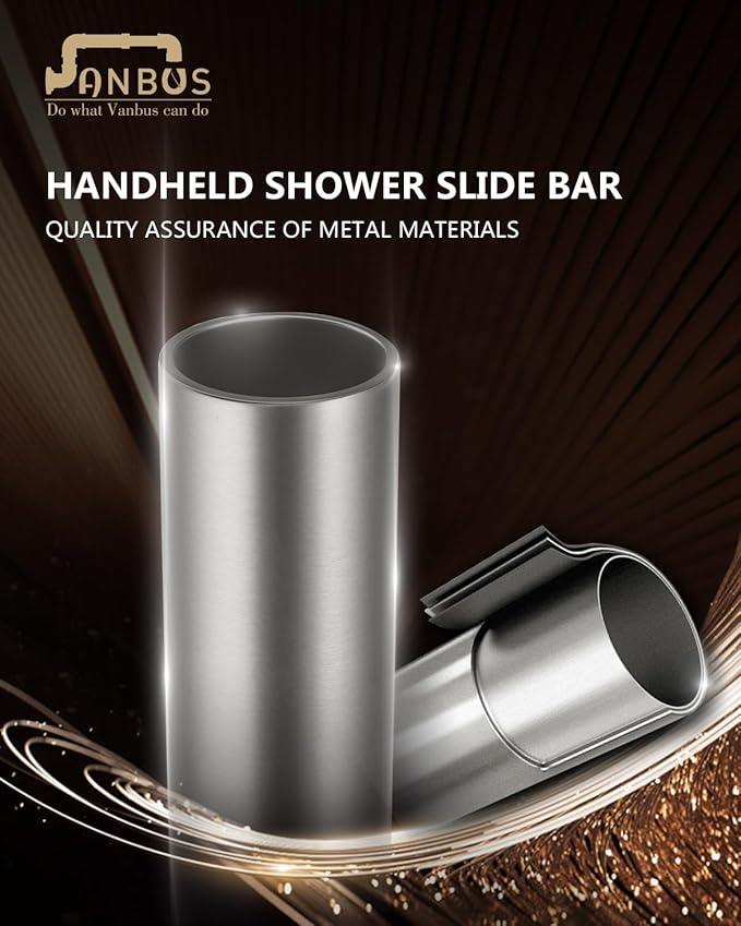 Vanbus Brushed Nickel Shower Slide Bar 32 Inch with Height/Angle Adjustable Handheld Shower head Holder, Bathroom SUS 304 Stainless Steel Wall-Mounted for Bath - ModernBath