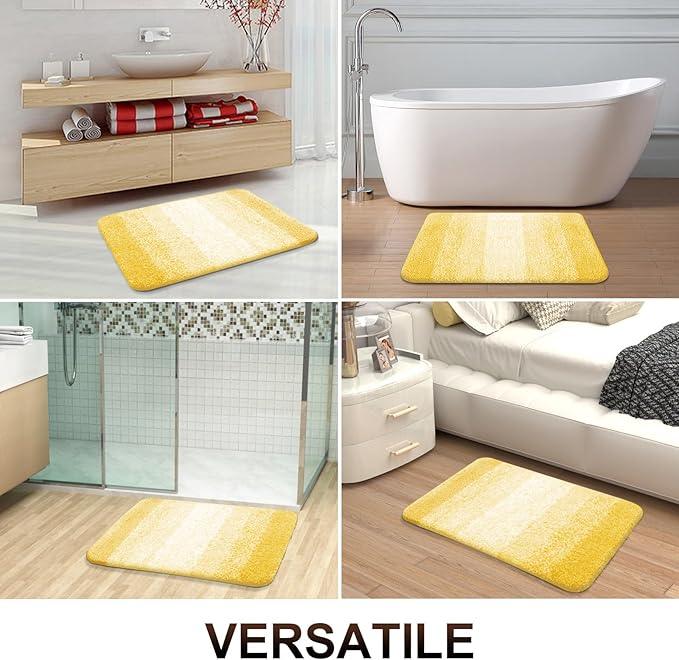 OLANLY Bathroom Runner Rugs 44x24, Extra Soft Absorbent Microfiber Bath Rugs, Rubber Backing, Quick Dry, Machine Washable Bath Mats for Bathroom Floor, Tub and Shower, Home Decor Accessories, Yellow - ModernBath