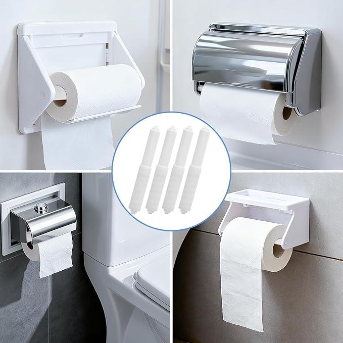 4 Pcs Toilet Paper Holder Spring Loaded,Plastic Toilet Tissue Roll Holder Insert, Tissue Holder for Bathroom,White Toilet Paper Holder Replacement Rod for Toilet or Bathroom Fixture - ModernBath