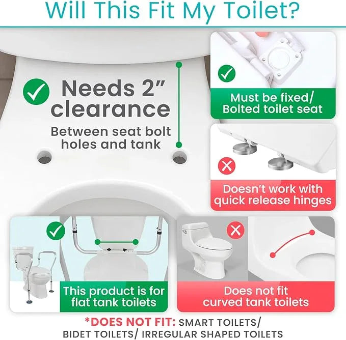 Vive Toilet Safety Rails for Seniors - Adjustable Grab Bars for Toilet - Toilet Safety Frame - Toilet Assistance for Elderly & Disabled - Toilet Seat with Handles - Bathroom Assist Bar Support Aid - ModernBath