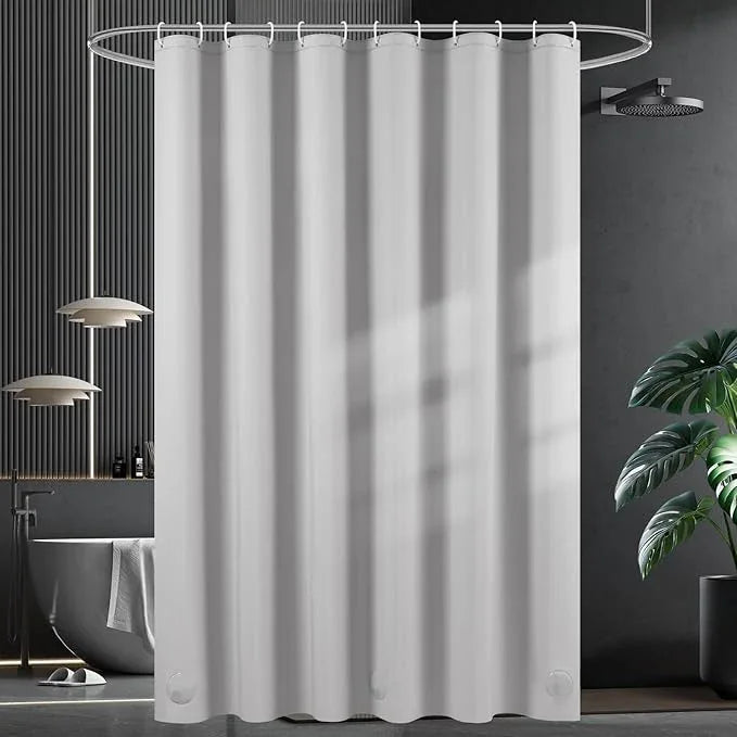 UFRIDAY Grey Shower Curtain Liner Premium PEVA 72 x72 inch,Heavy Duty Shower Curtain with 3 Weighted Magnets, Plastic Waterproof Grey Shower Curtains for Bathroom with 12 Hooks - ModernBath