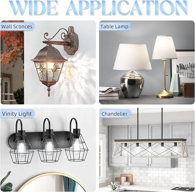 LED Edison Bulbs, E26 Bulb 60 watt Equivalent, Non-Dimmable, Cool White 4000K, ST58 Vintage Light Bulbs, 90+ CRI, 6W 600LM, E26 Medium Base, Clear Glass, 6 Pack - ModernBath