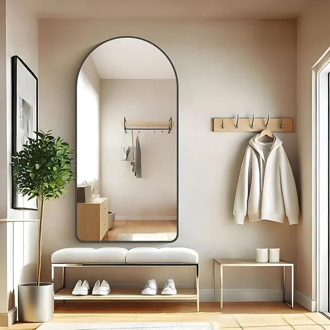 FORBATH Large Arched Wall Mirror 60x30 Inch, Black Arched Full Length Mirror with Aluminum Frame for Bedroom, Fireplace,Entryway,Living Room,Home Decor,Hanging or Leaning Against Wall - ModernBath