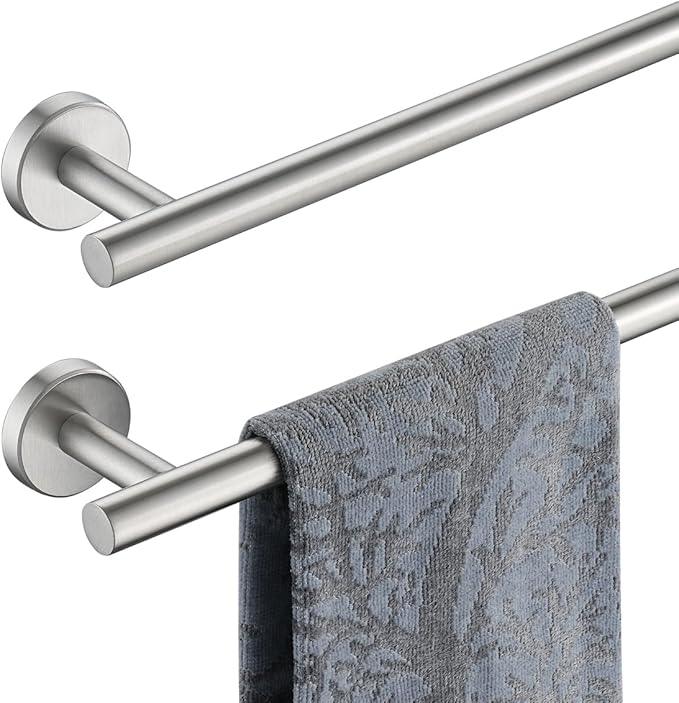 JQK Bath Towel Bar, 27 Inch 304 Stainless Steel Thicken 0.8mm Towel Rack Bathroom, Towel Holder Brushed Finished Wall Mount, Useable Length 24 Inch 2 Pack, TB110L24-BN-P2 - ModernBath